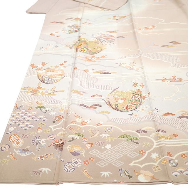 新古品】 訪問着 着物 フォーマル 未使用 正絹 袷 金駒刺繍 金彩加工