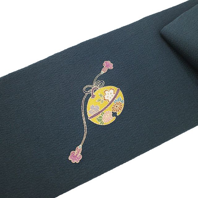 名古屋帯 九寸 染帯 縮緬 ちりめん 手染 小豆色 鳥 波 新古品 kp2133 新古品】 名古屋帯 未使用 正絹 縮緬 ちりめん 九寸 染め帯 染帯 金彩