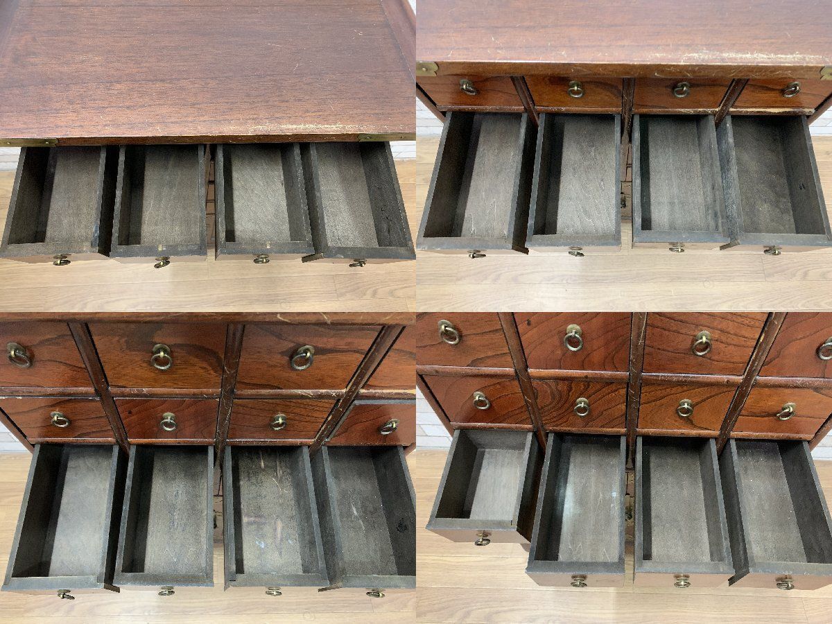 李朝家具 薬箪笥（ヤクジャン）韓国アンティーク小箪笥　ヴィンテージ　戸棚 ◇李朝家具 薬箪笥 ヤクジャン 小引き出し 16杯 戸棚 アンティーク調