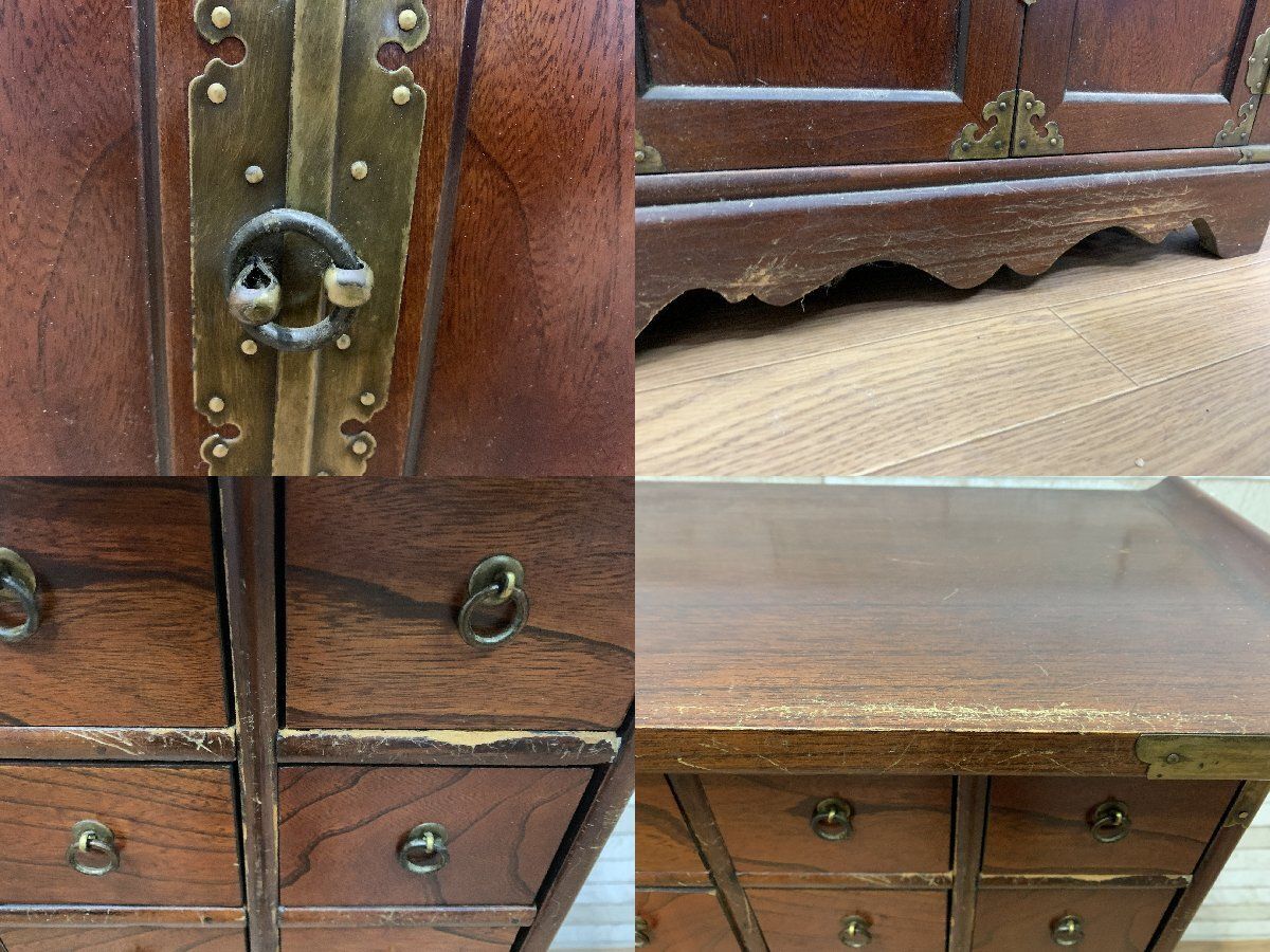 ◇李朝家具 薬箪笥 ヤクジャン 小引き出し 16杯 戸棚 アンティーク調