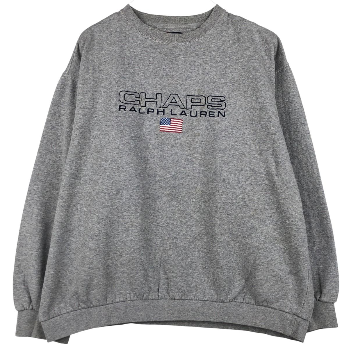 古着 ラルフローレン Ralph Lauren CHAPS チャップス 星条旗柄 ロゴスウェットシャツ トレーナー メンズL相当/eaa605185 古着 ラルフローレン Ralph Lauren CHAPS チャップス 星条旗柄 ロゴ