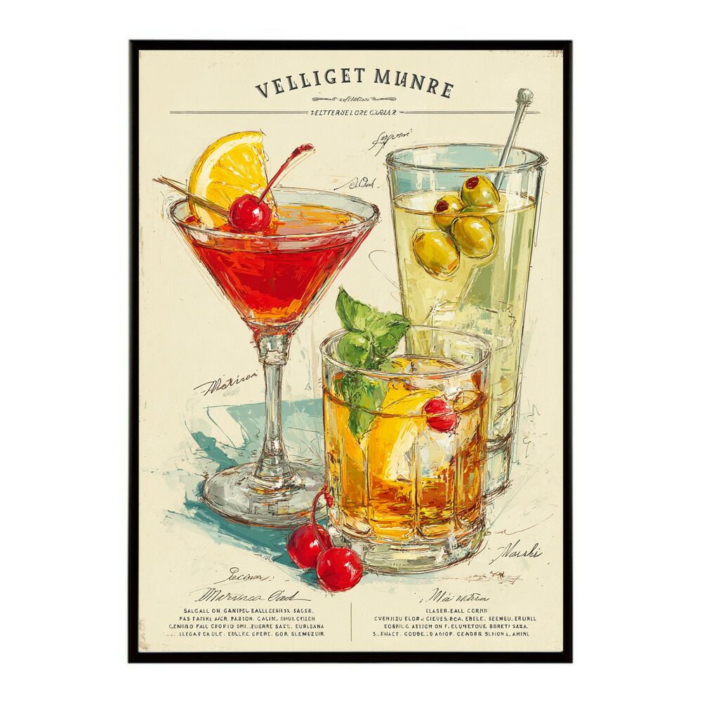【A0サイズ（約84x119cm）】【lm-poster-6456】【フレーム付き】ポスター　モヒートポスター おしゃれ バー インテリア アート 北欧風 絵 ウォールアート 酒 カクテル 海外風 カフェ レストラン  お洒落 特大 大きい