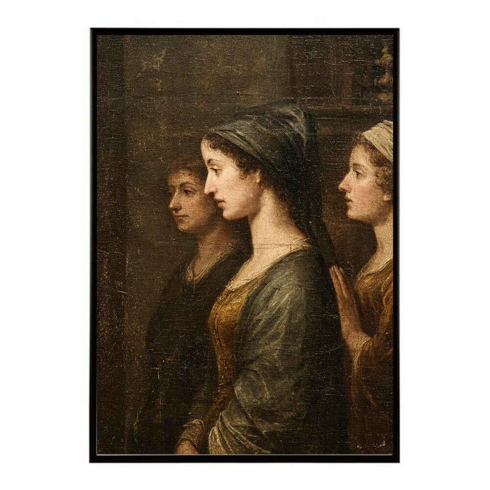 【A1サイズ（約59x84cm）】【lm-poster-6495】【フレーム付き】肖像画 ポスター ヨーロッパ 絵画風 女性 男性 家族 日常風景 アンティーク レトロ 油絵 アート 壁掛け おしゃれ リビング インテリア お洒落 特大 大きい