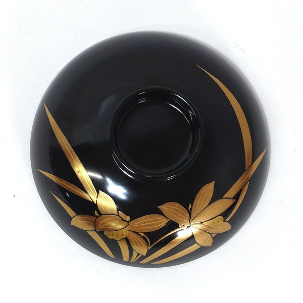 会津塗 ◇【漆器】会津塗/宝木 黒地ラン 吸物椀揃（5個組） ギフト【未