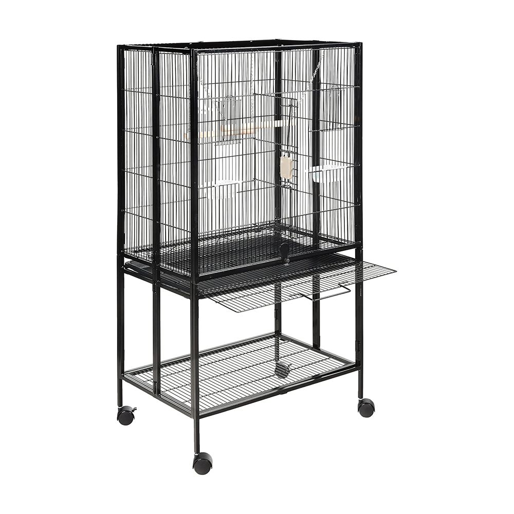 キャスター付き 鳥かご 大型 移動式 ロック付きドア 下段収納棚 安全