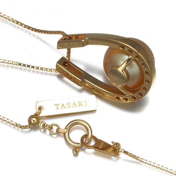 TASAKI タサキ ネックレス ゴールデン パール 真珠 10.8mm ダイヤ