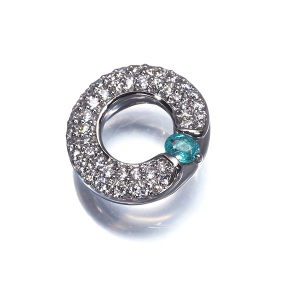 パライバトルマリン 0.11ct ダイヤ ダイヤモンド 0.40ct サークル