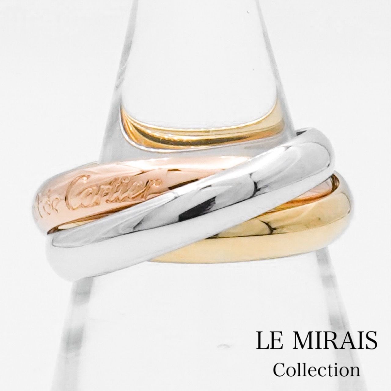 ミ*ー様 cartier カルティエ レディース トリニティリング 保証書付】カルティエ トリニティリング 13号 13 53 K18WG×K18YG×K18PG