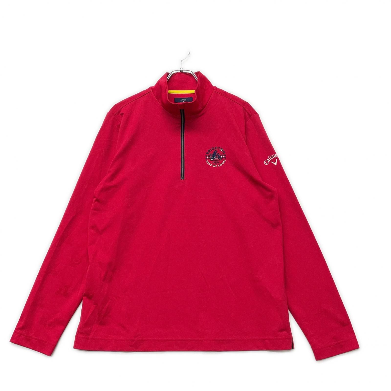 中古 メンズ キャロウェイ Callaway 長袖シャツ LL 赤 レッド ハーフ