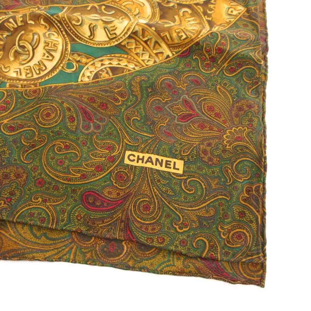 CHANEL シャネル スカーフ ココマーク ペイズリー シャネル CHANEL 大判 スカーフ ココマーク ペイズリー 茶 ブラウン