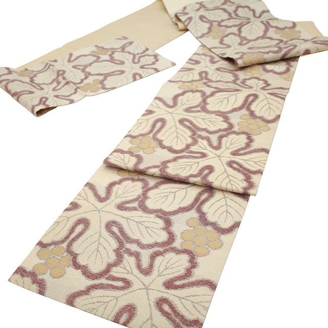 新古品】 袋帯 紬 京都 西陣 しょうざん 未使用 正絹 ベージュ 金通し