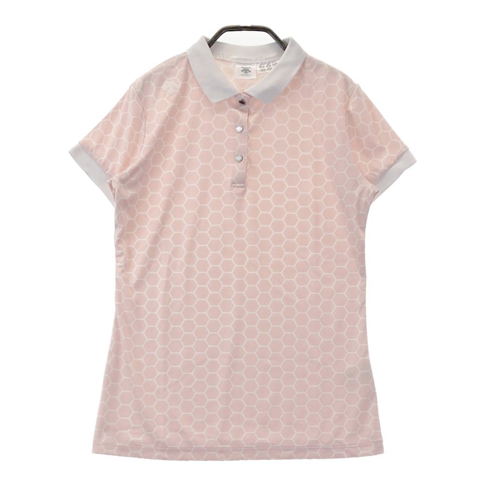 DESCENTE ゴルフ Cool 半袖シャツウェアー　S ピンク サイズ：S DESCENTE GOLF デサントゴルフ 半袖ポロシャツ 総柄 ピンク