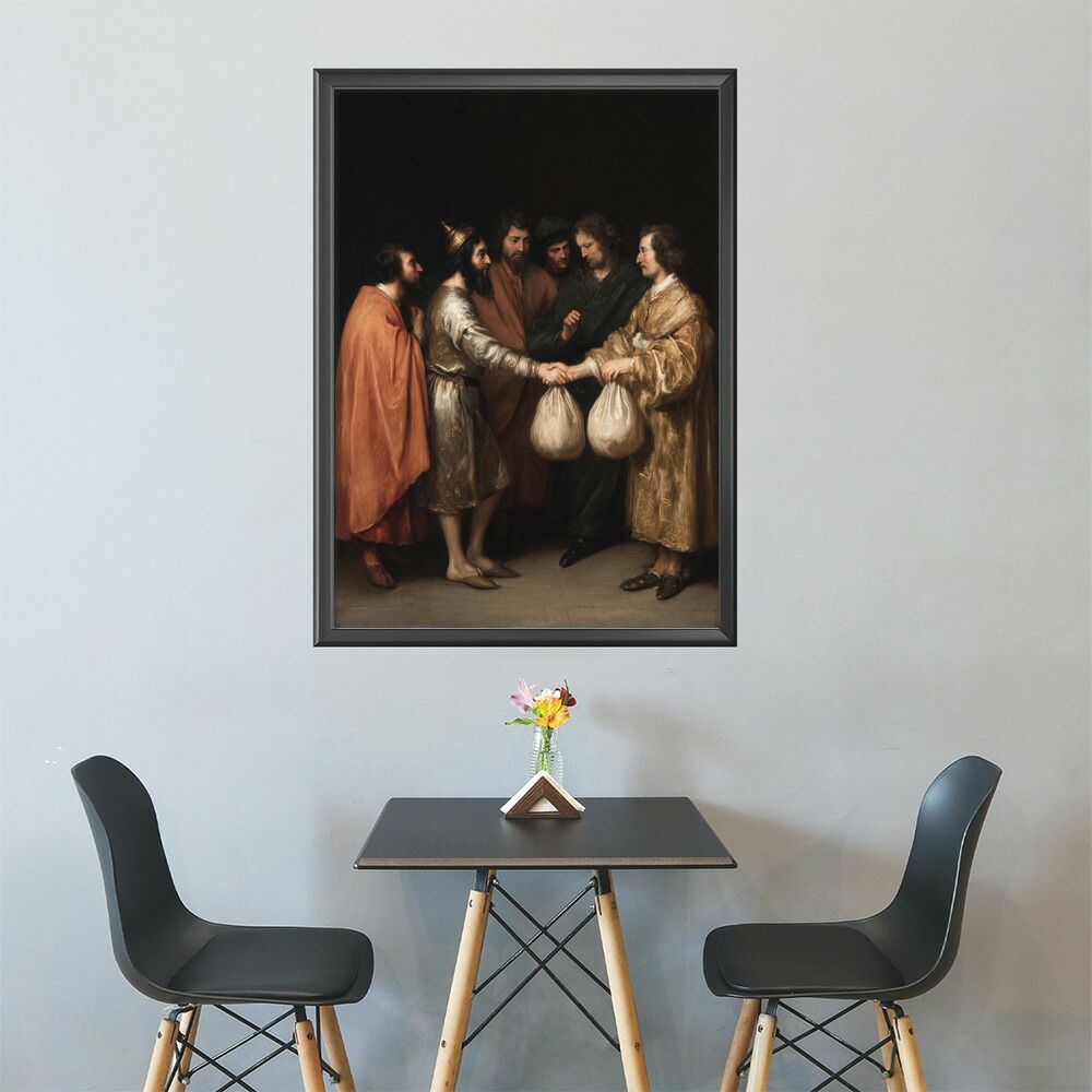 【A0サイズ（約84x119cm）】【lm-poster-6782】【フレーム付き】肖像画 ポスター ヨーロッパ 絵画風 女性 男性 家族 日常風景 アンティーク レトロ 油絵 アート 壁掛け おしゃれ リビング インテリ