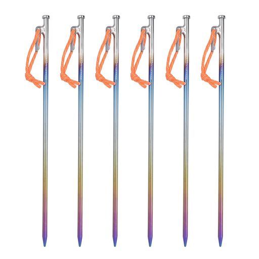 BoundlessVoyageチタンペグソリッドステーク焼き色強靭反射ロープ付き