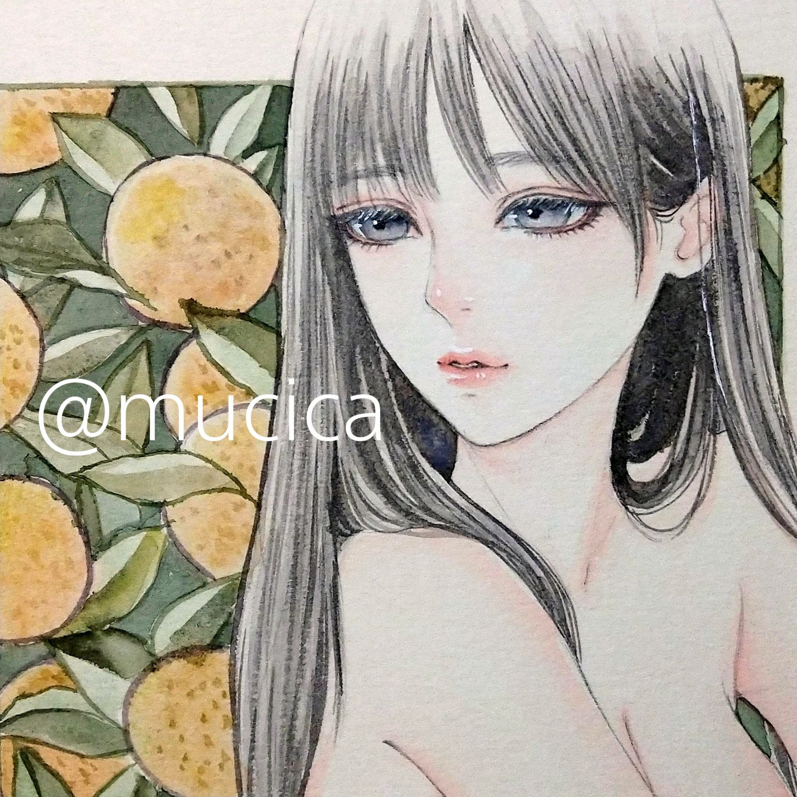 肉筆原画 絵画 水彩画 美人画 裸婦画 蜜柑 - メルカリ