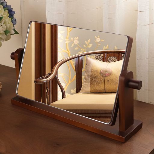 木製卓上ミラー　大型 卓上ミラー木製鏡大きいスタンドミラー卓上木化粧ミラー36*22*8cm化粧