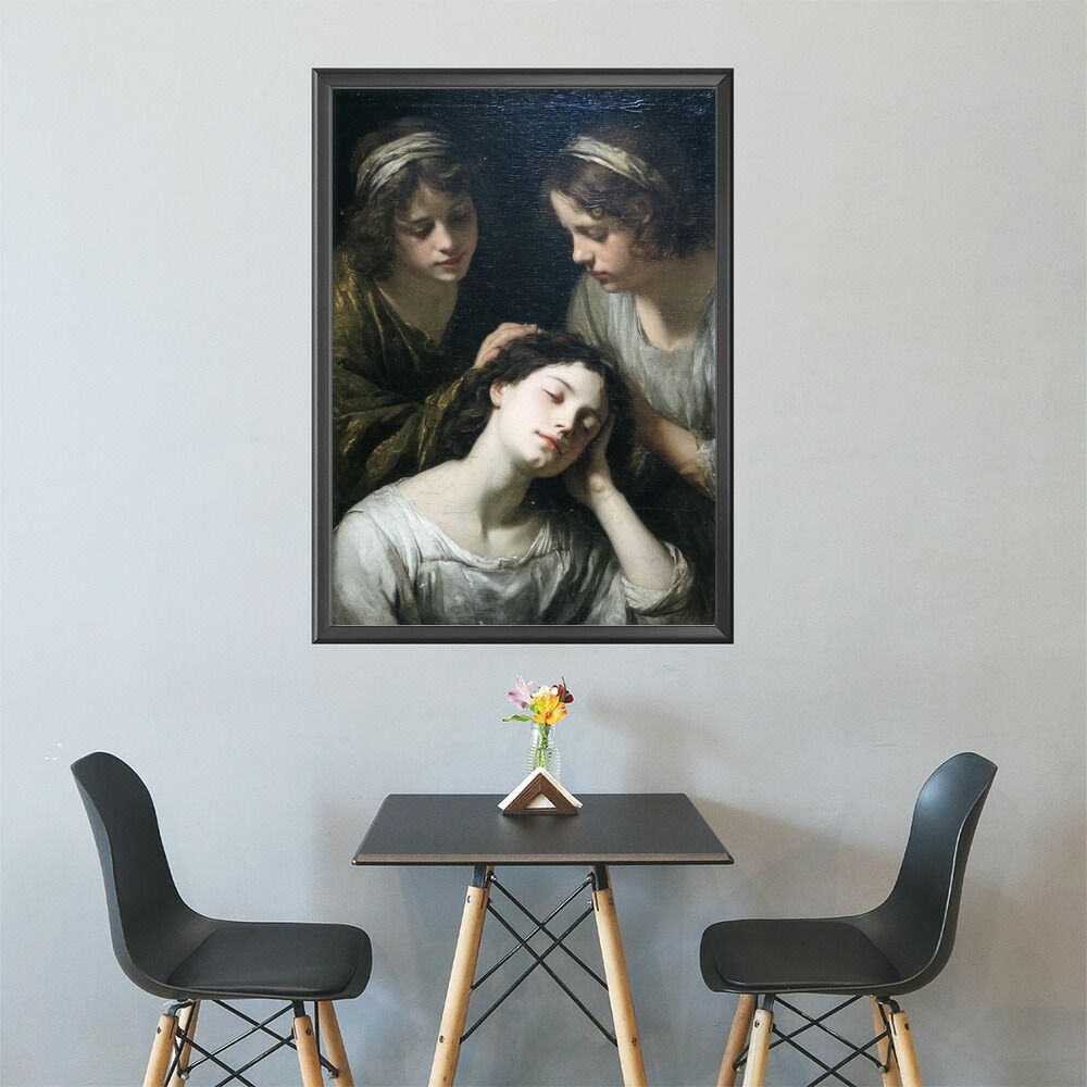 【A1サイズ（約59x84cm）】【lm-poster-6860】【フレーム付き】肖像画 ポスター ヨーロッパ 絵画風 女性 男性 家族 日常風景 アンティーク レトロ 油絵 アート 壁掛け おしゃれ リビング インテリ