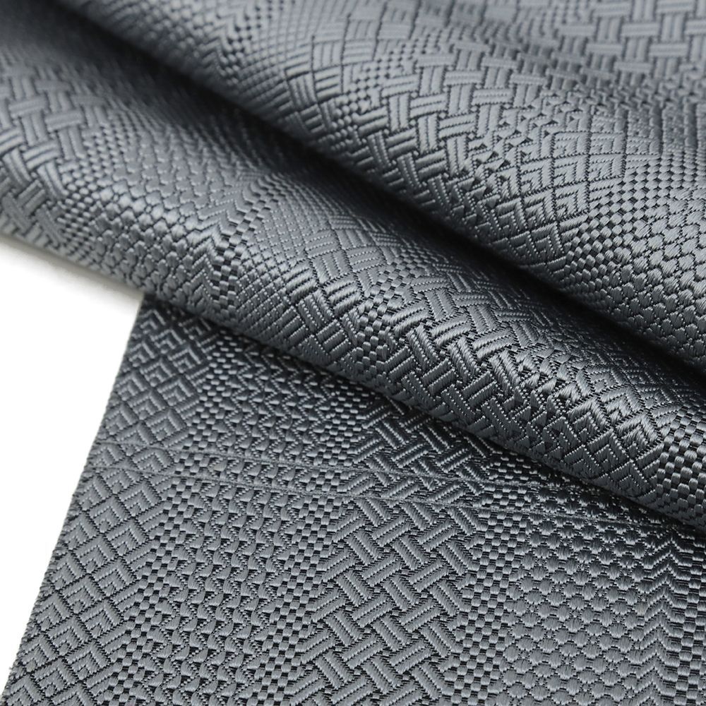 博多織 名古屋帯 小森草木染工房 ジャバラ紋 正絹 グレー 長尺 仕立て