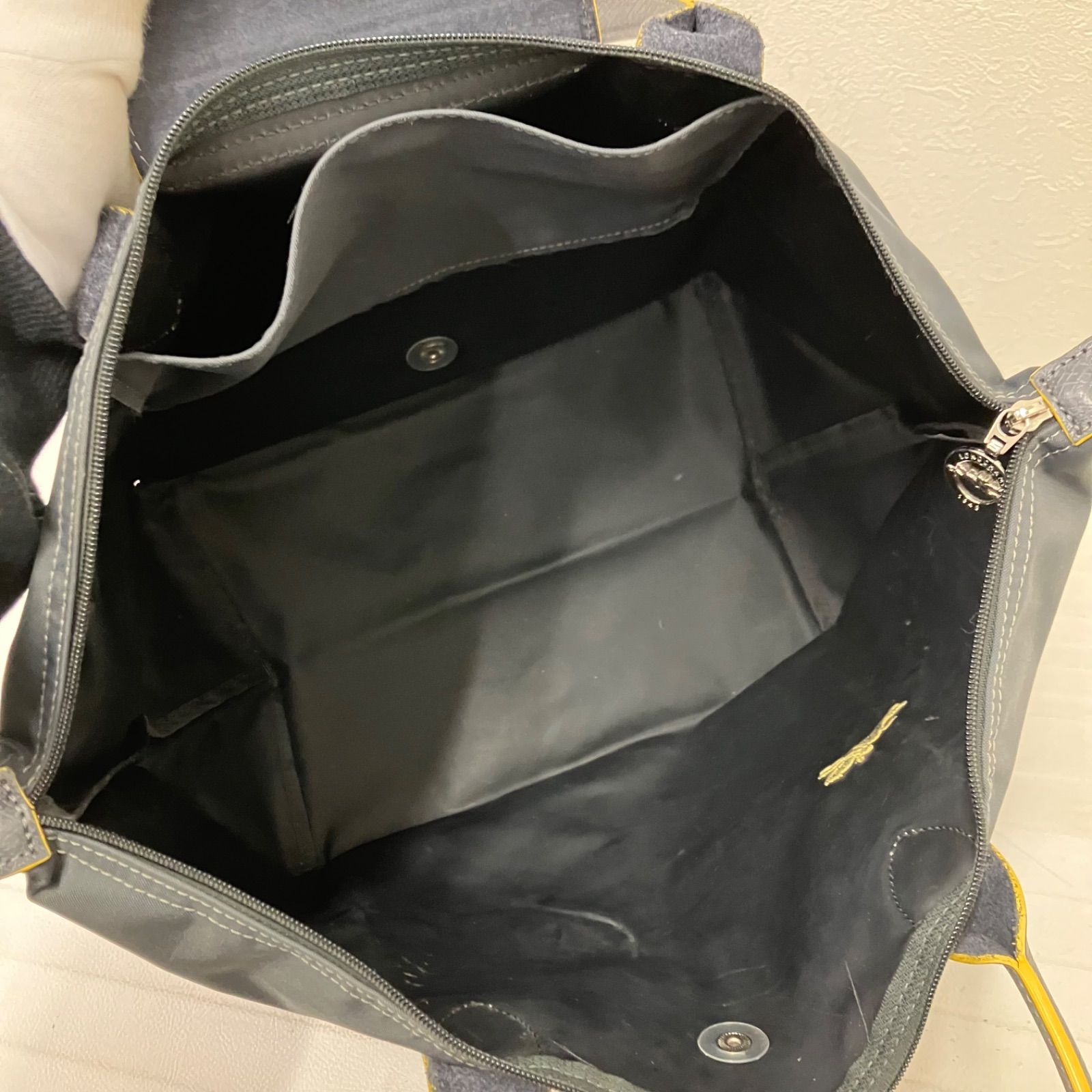 Longchamp ロンシャン トートバッグ レザー ナイロン グレー 7938 