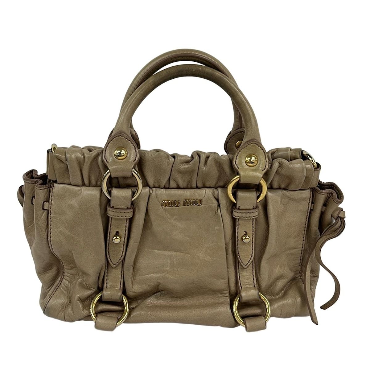 miumiu(ミュウミュウ) トートバッグ ギャザーバッグ ベージュ ミニ