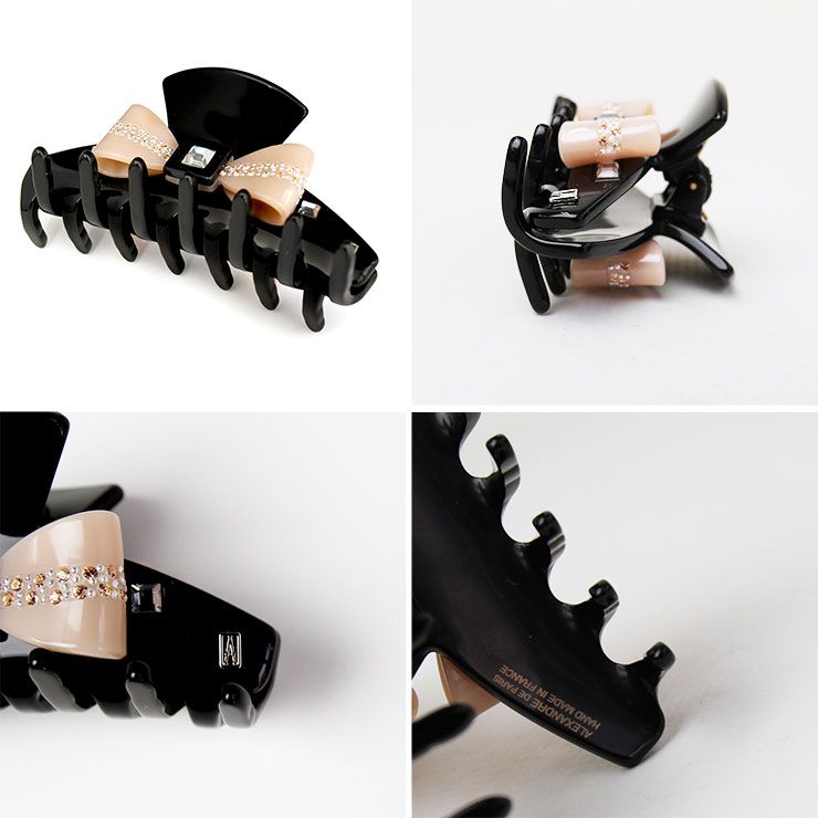 ALEXANDRE DE PARIS 黒クリップヘアアクセサリー ALEXANDRE DE PARIS ヘアクリップ 黒ブラックシルバー ALEXANDRE DE