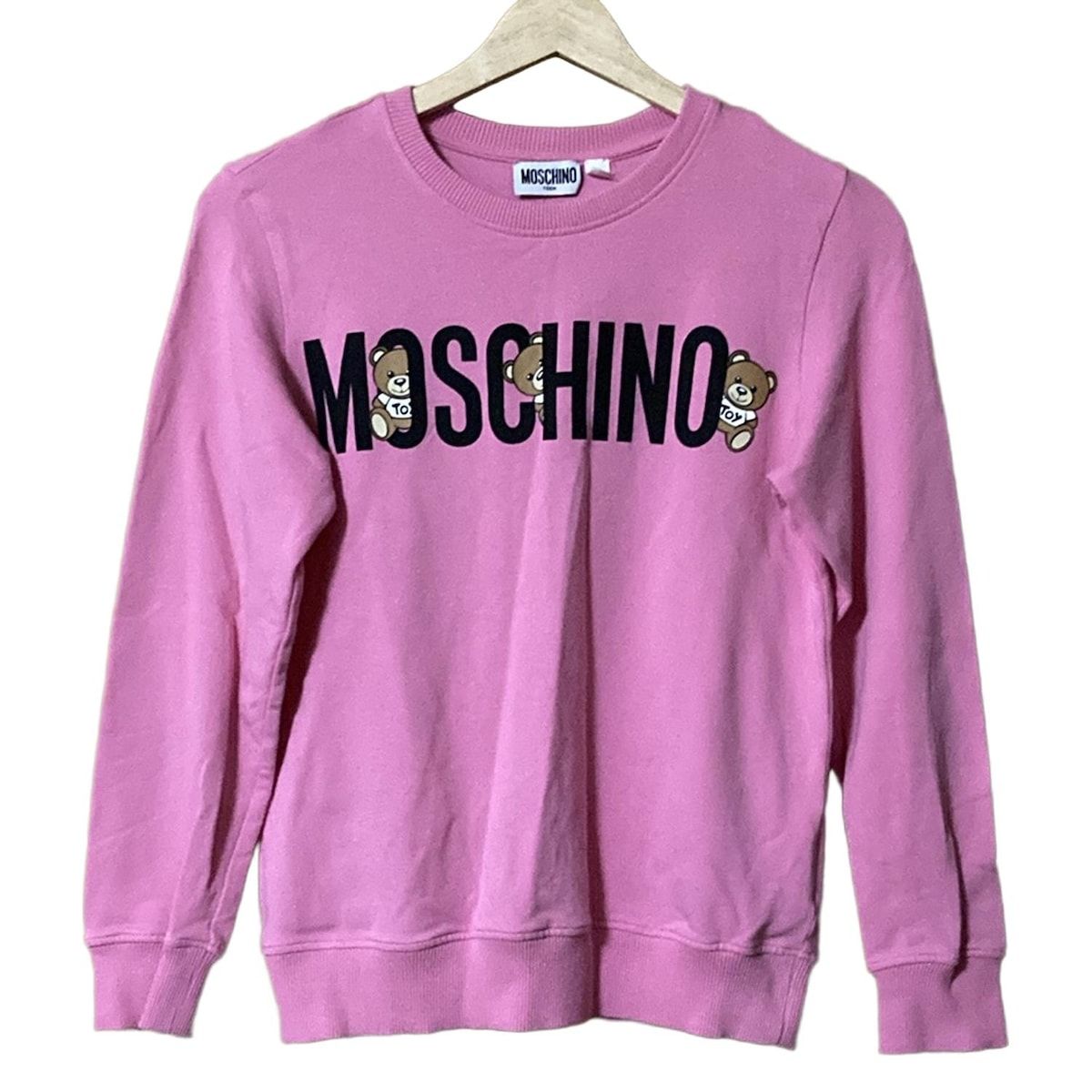 MOSCHINO(モスキーノ) トレーナー サイズ12 L レディース - ピンク×黒