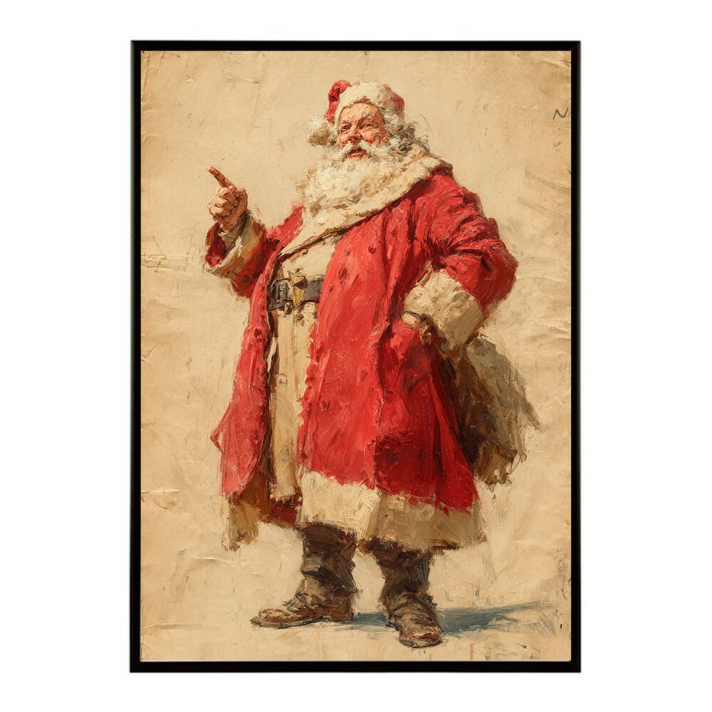 【原画】「サンタクロース」絵画 A1サイズ（約59x84cm）】【lm-poster-7186】【フレーム付き】Christmas