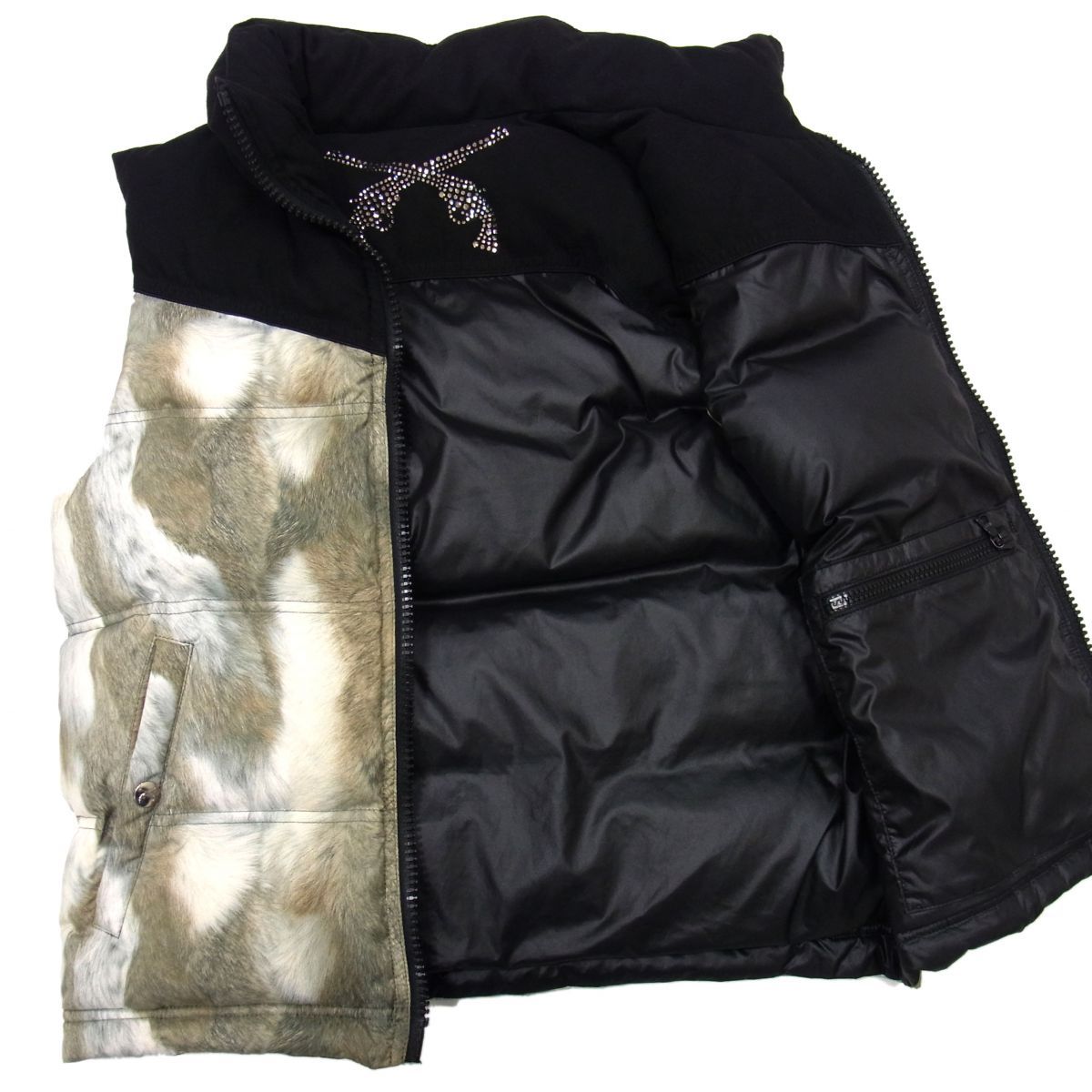 美品☆roar ロアー リバーシブル ダウンベスト リアルファー柄