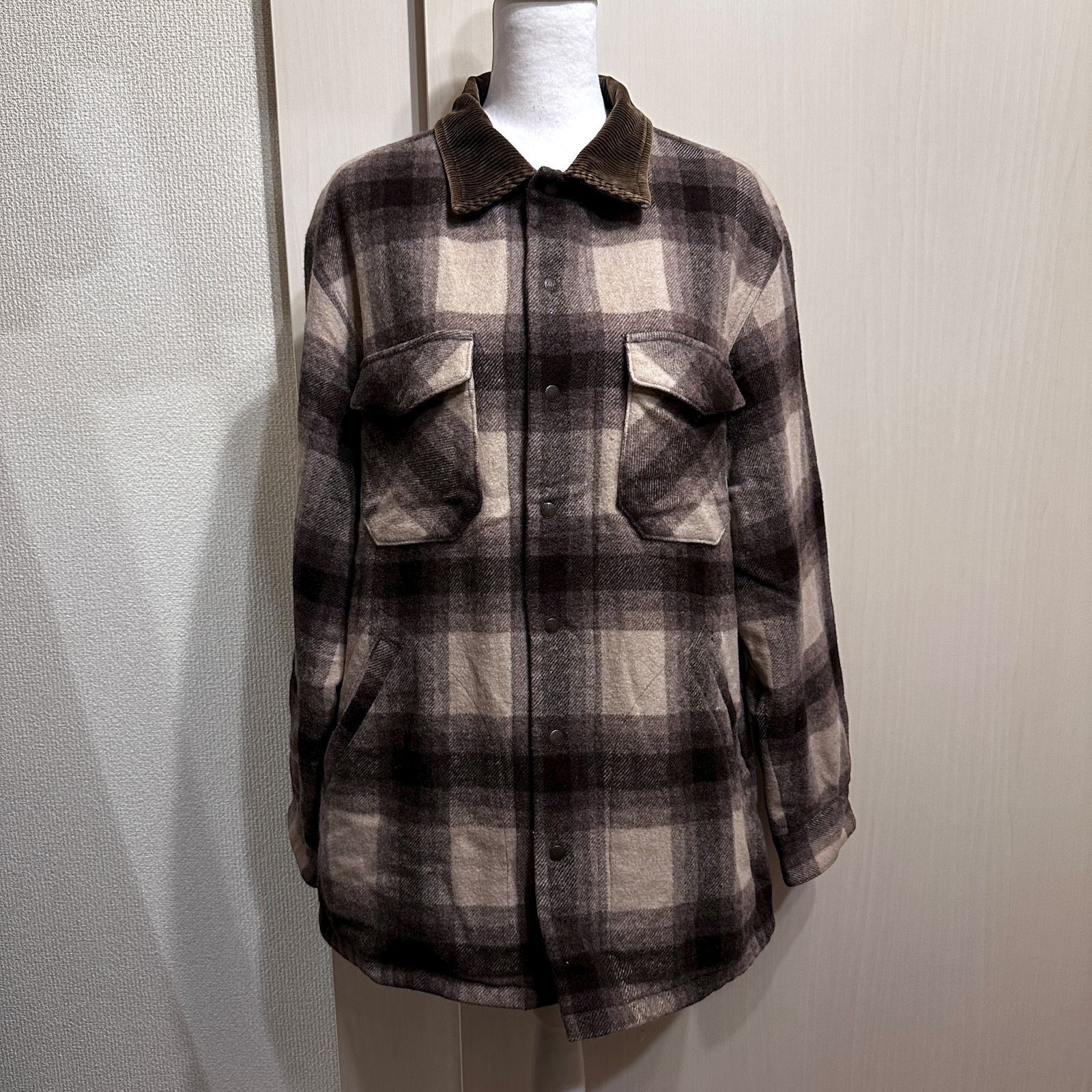 CHAPS Ralph Lauren ダウンジャケット チェック ブラウン系 サイズL 