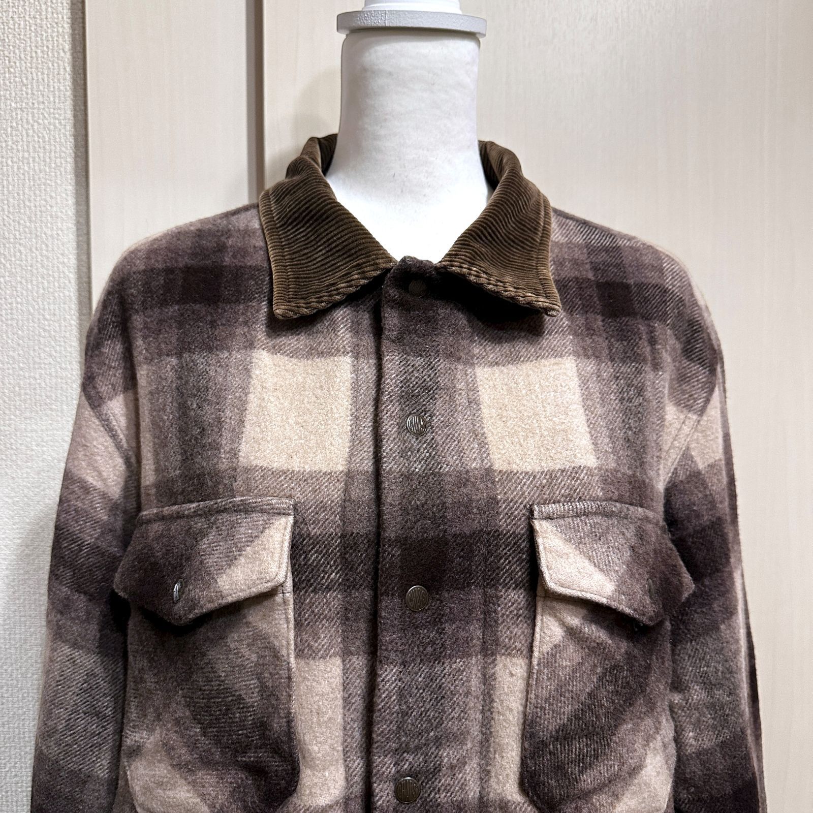 CHAPS Ralph Lauren ダウンジャケット チェック ブラウン系 サイズL 