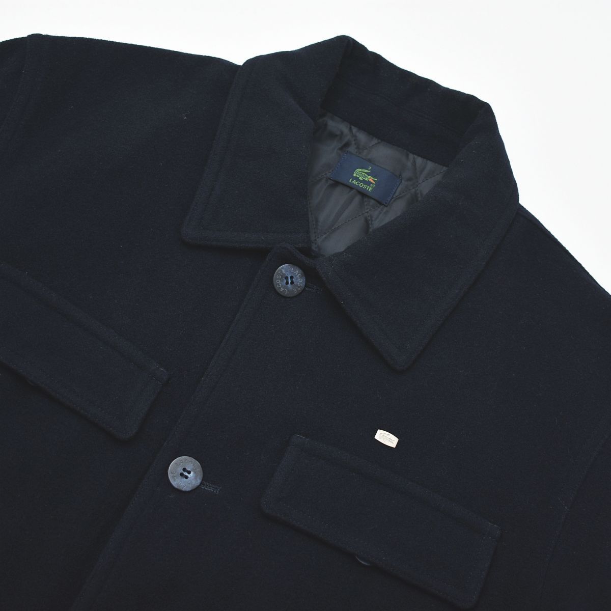 上質】 ラコステ LACOSTE ウール コート 中綿 ジャケット 3 ネイビー 