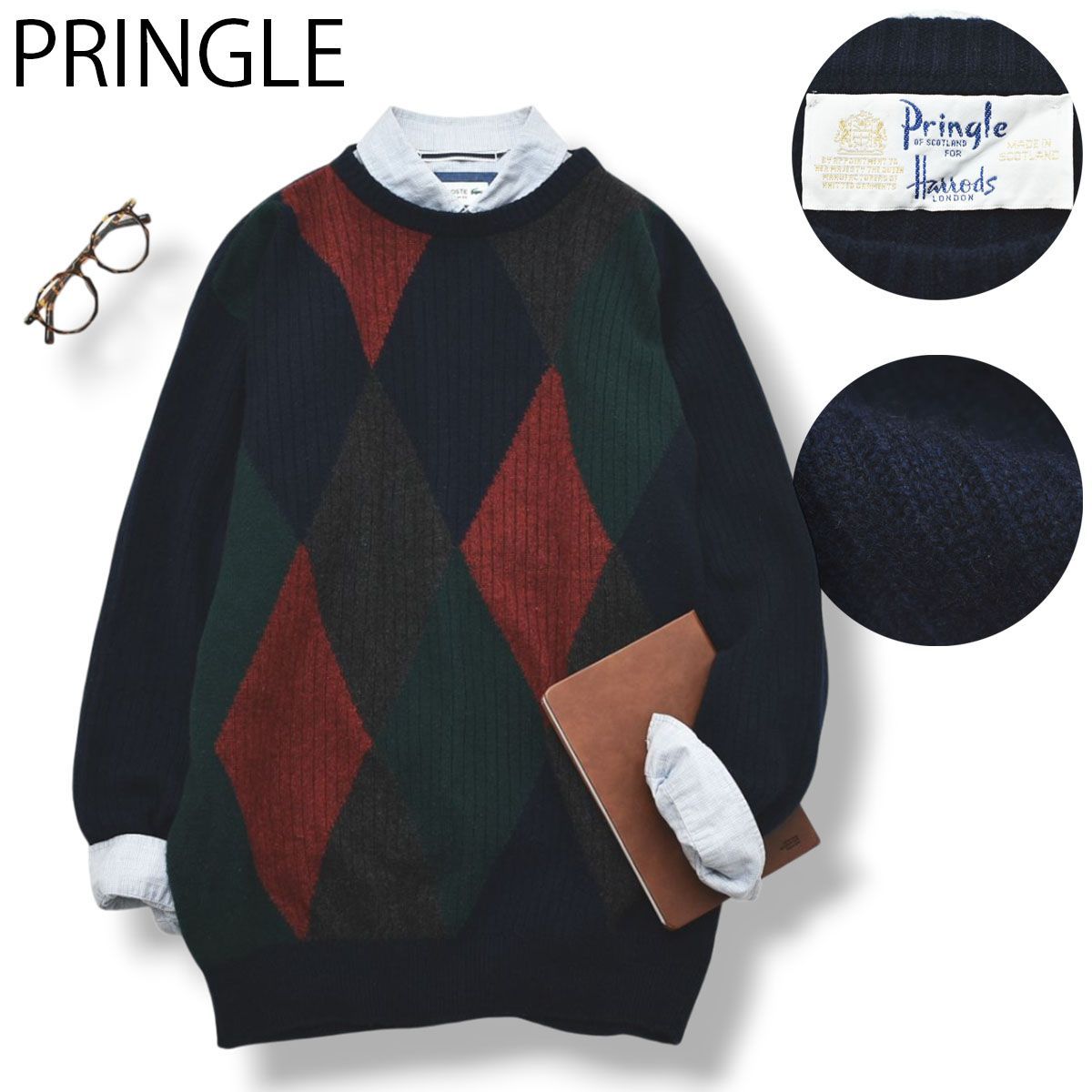 上質】 スコットランド製 プリングル PRINGLE カシミヤ100％ クルー