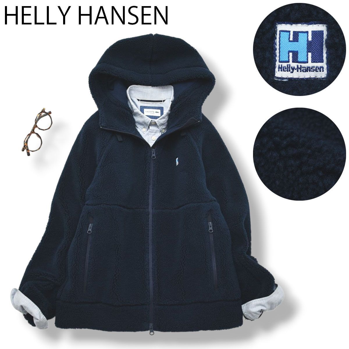 HELLY HANSENボアジップアップパーカー レディースWL ネイビー ヘリー 