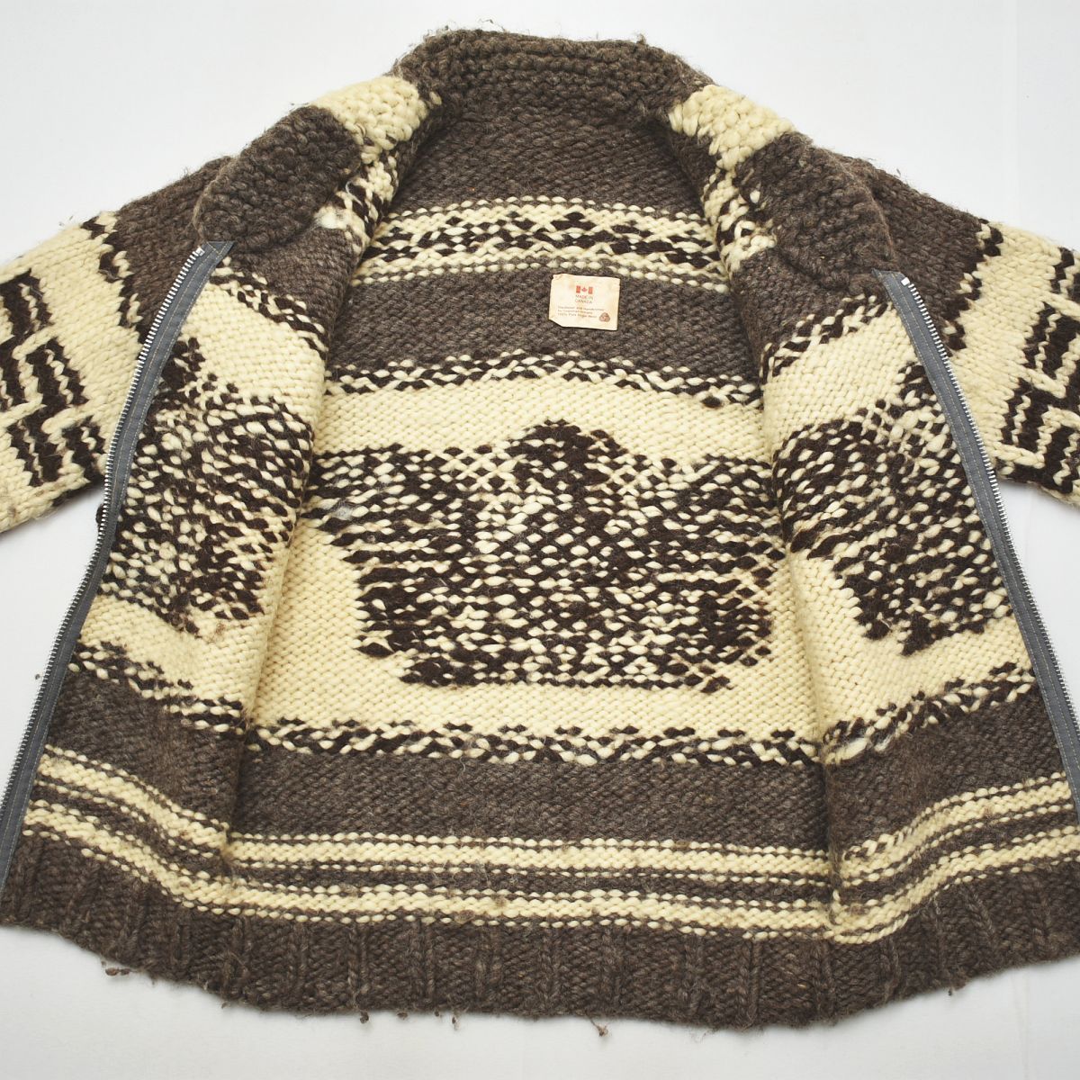 90s ヴィンテージ カナダ製 ピュア ヴァージン ウール カウチン ニット