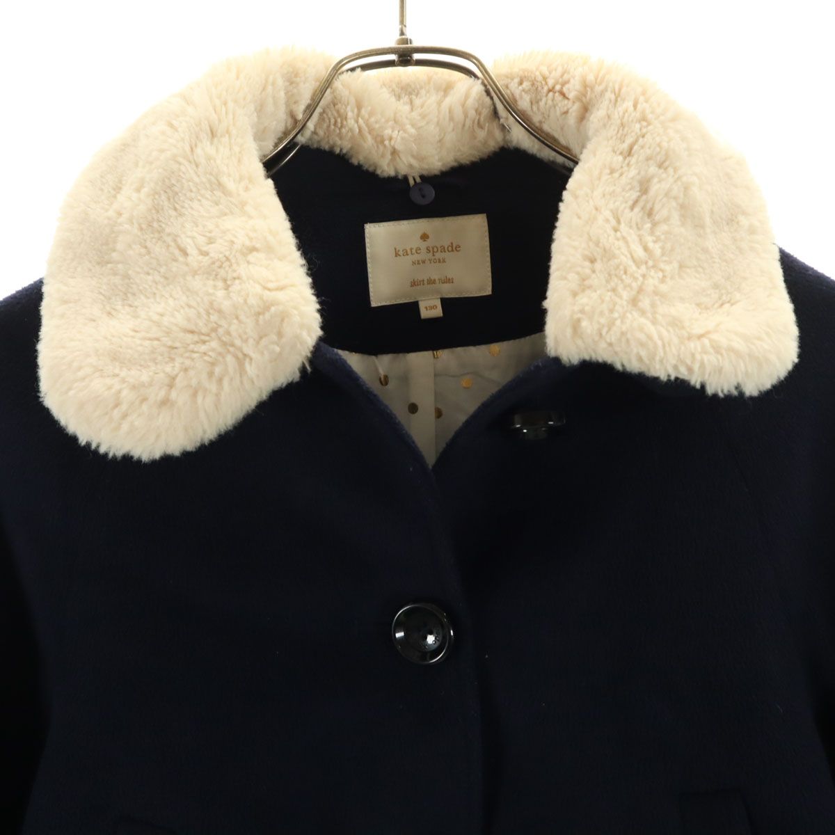 kate spade ネイビー ウールコート 130 Kate Spade ケイトスペード コート 130 ネイビー キッズ 古着 - メルカリ
