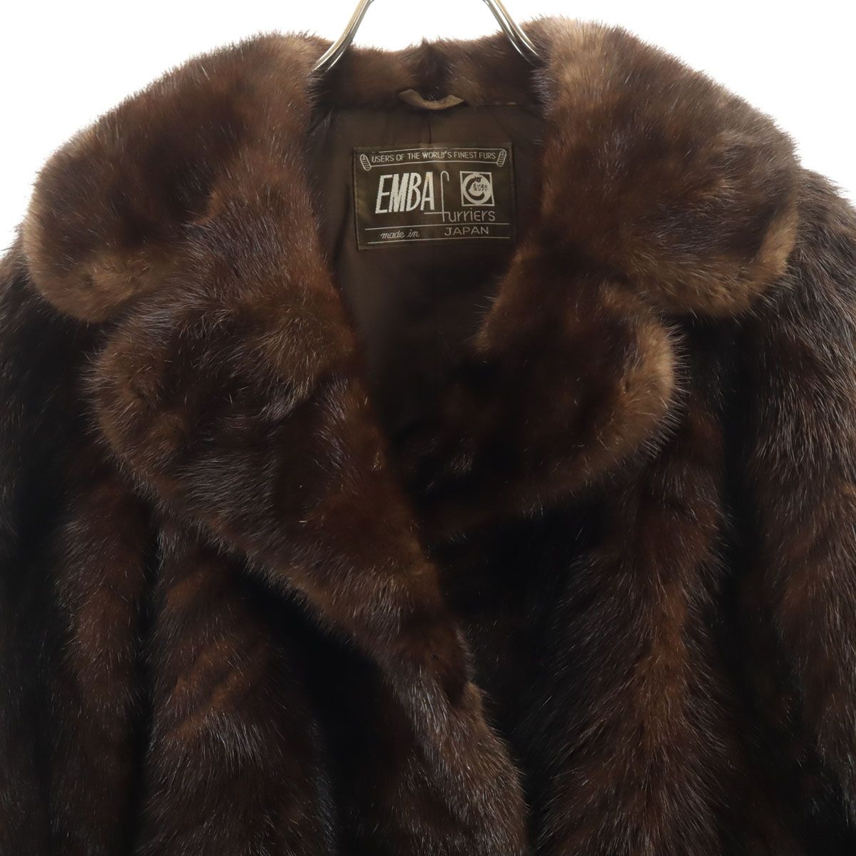 美品 EMBA エンバ 日本製 毛皮コート 11-66 ブラウン レディース 古着