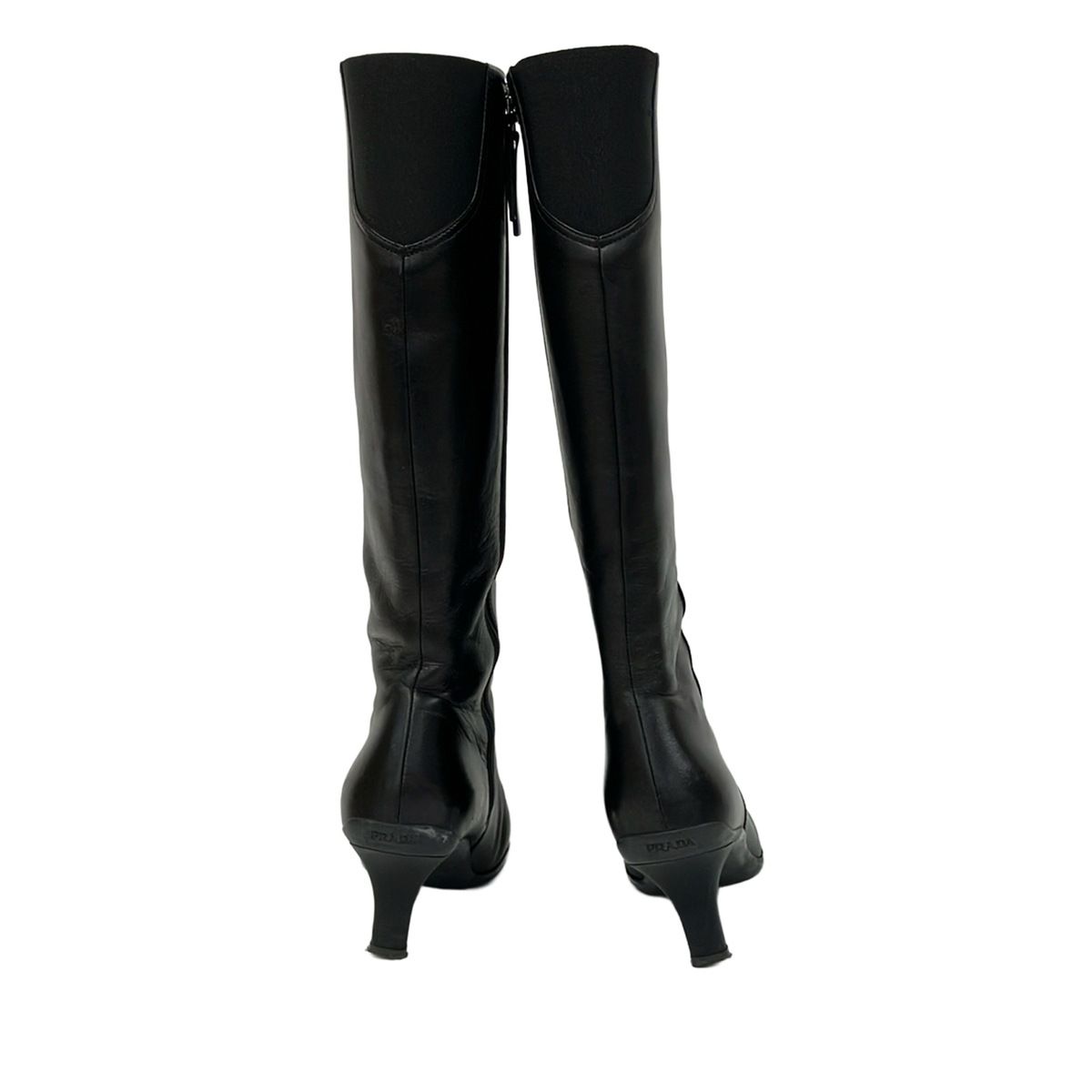 美品【プラダスポーツ】ロングブーツ　アメリカズカップ 黒　37 レザー PRADA SPORT(プラダスポーツ) ロングブーツ 37 1/2 レディース - 黒