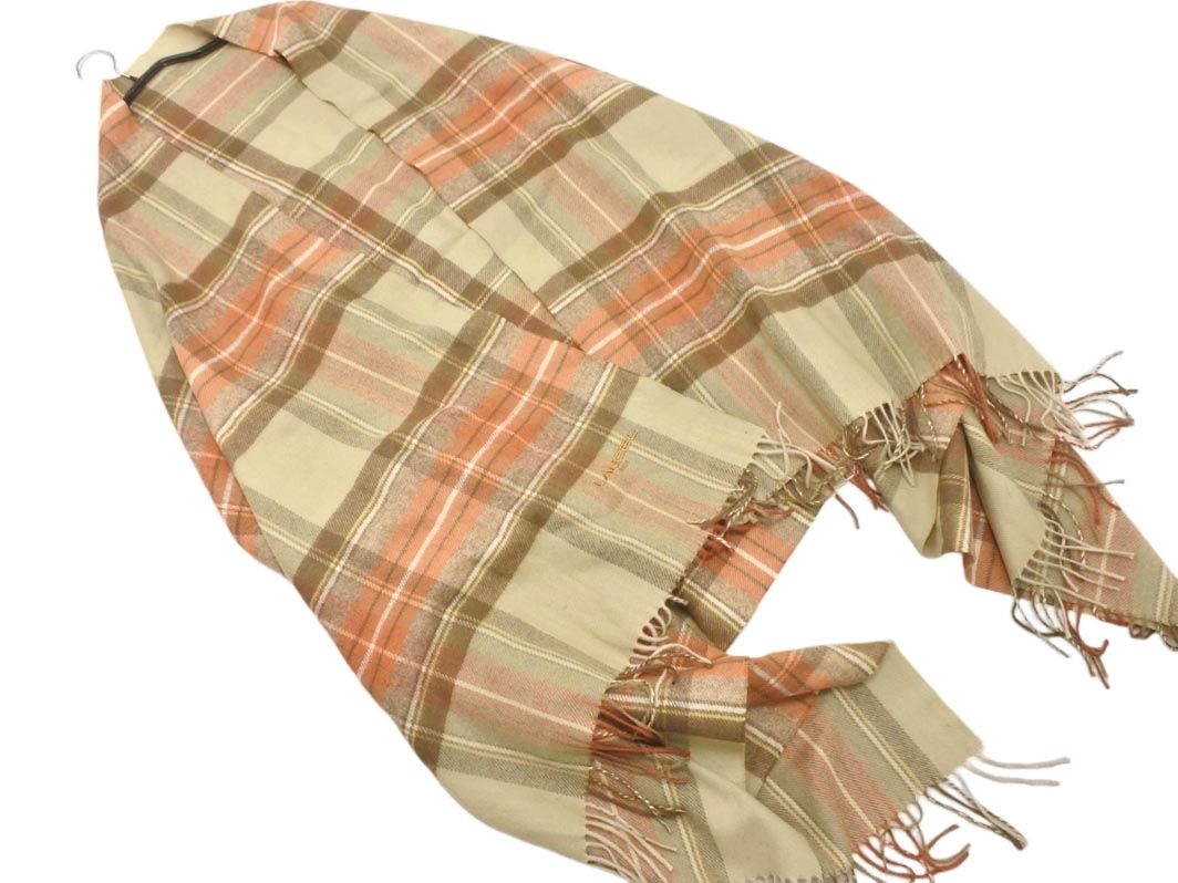 LANCEL ランセル フリンジ チェック ストール ベージュ