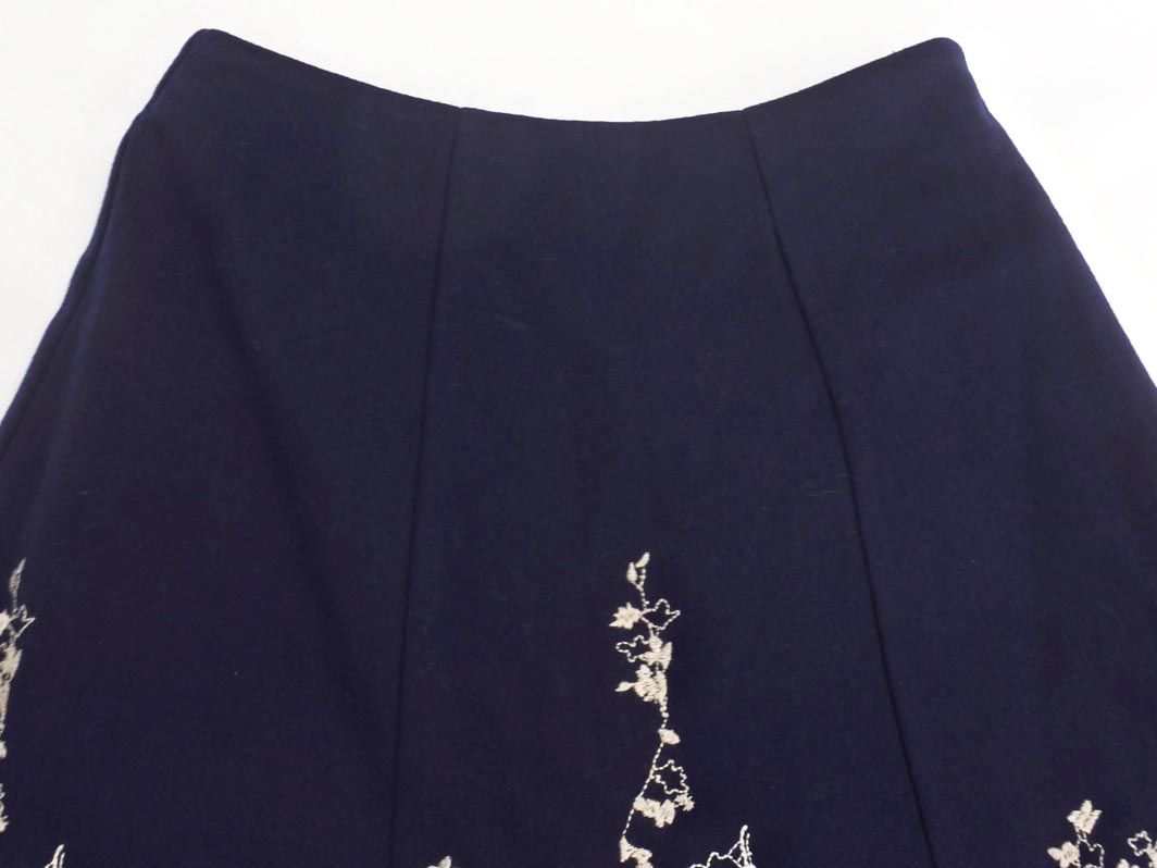 LAURA ASHLEY ローラ アシュレイ ウール混 刺繍 フレア スカート size7