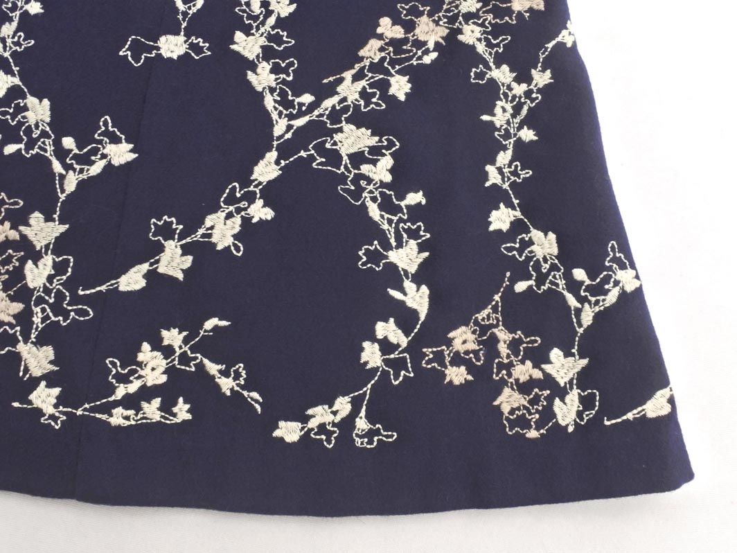 LAURA ASHLEY ローラ アシュレイ ウール混 刺繍 フレア スカート size7