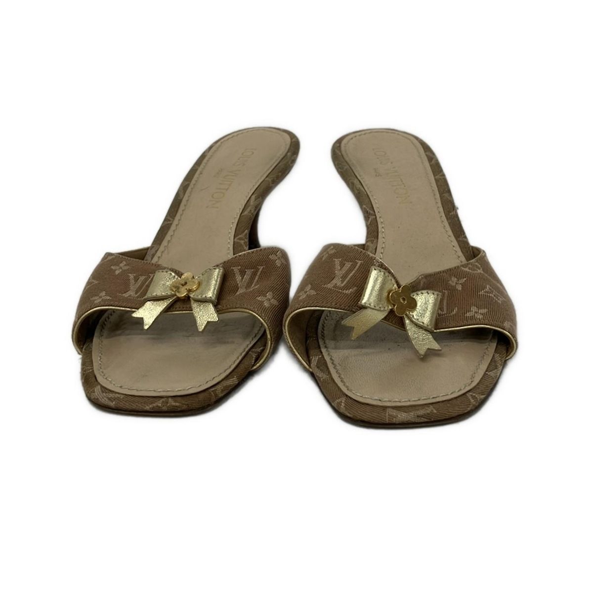 Louis Vuitton ベージュリボンサンダル 34 LOUIS VUITTON(ルイヴィトン) ミュール 37 レディース - ベージュ