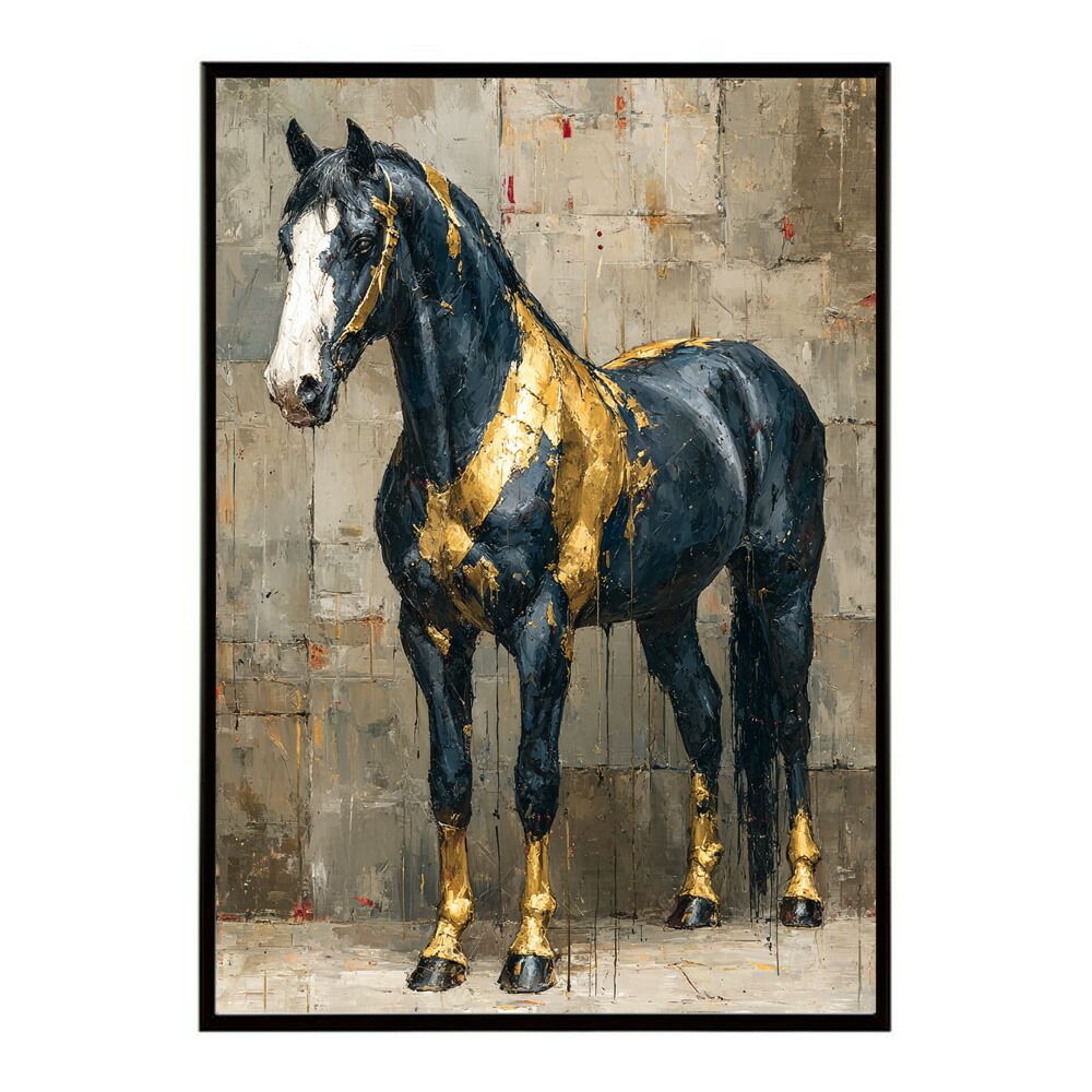 【A0サイズ（約84x119cm）】【lm-poster-7497】【フレーム付き】馬 ホース 絵 絵画 写真 動物 アニマル 北欧 ポップ アート 手書き 安い ポスター インテリア おしゃれ プリントポスター フォト イラスト