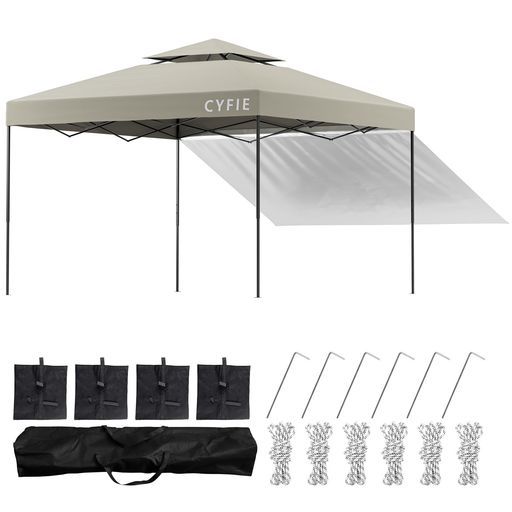 CYFIE タープテント 3X3M ワンタッチ 簡単 屋根テント アウトドア テント バーベキュー サイドシート 遮光 遮熱 頑丈 日よけ 耐水 高さ3段階調節 スチールフレーム 組立簡単 持ち運び便利 キ… CYFIEタープテント3x3mワンタッチ簡単屋根テントアウトドアテント