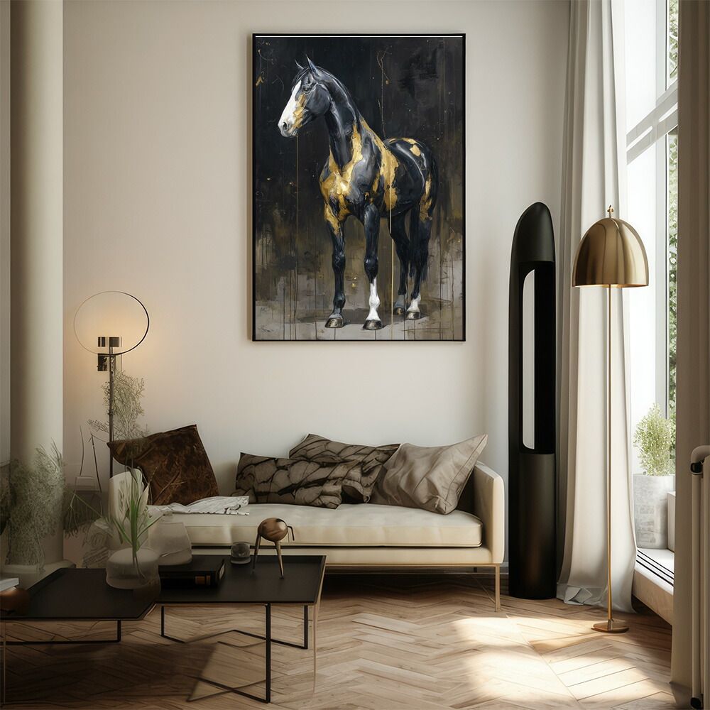 【B4サイズ（約25x36cm）】【lm-poster-7504】【フレーム付き】馬 ホース 絵 絵画 写真 動物 アニマル 北欧 ポップ アート 手書き 安い ポスター  インテリア おしゃれ  プリントポスター フォト イ