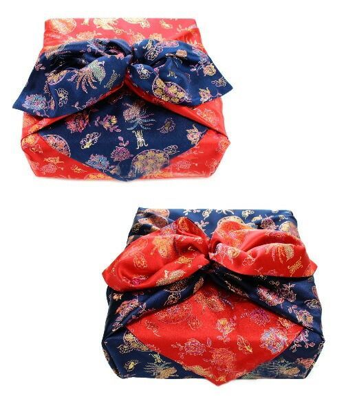 韓国風呂敷M紺×赤 90cm角(両面使い可能)■furoshiki-m-53-s【風呂敷】【包む】【おしゃれ】