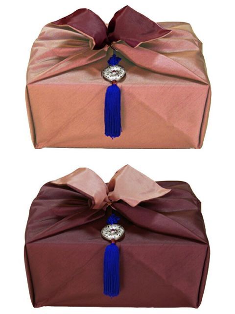 韓国風呂敷M茶×薄茶 90cm角(両面使い可能)■furoshiki-m-43-s【風呂敷】【包む】【おしゃれ】