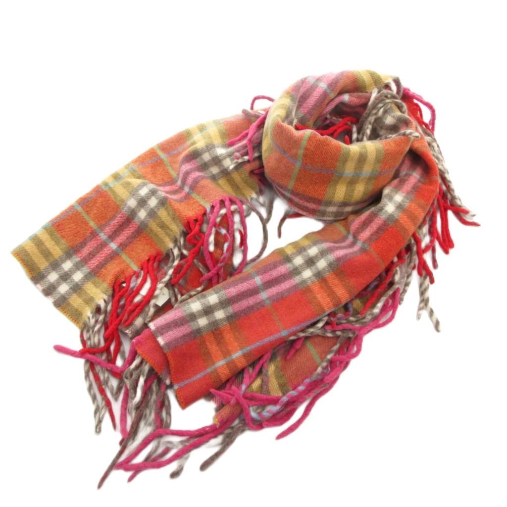 バーバリー BURBERRY マフラー ストール ウール カシミヤ混 赤 レッド
