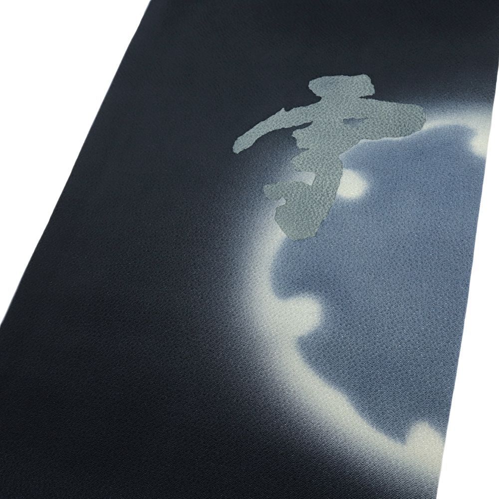 売約済み【秋のおしゃれ用に】★★新品未使用　正絹雪輪名古屋帯★★ 名古屋帯 正絹 黒 雪月花 雪輪 文字 冬 作家物 落款 友禅染 リサイクル