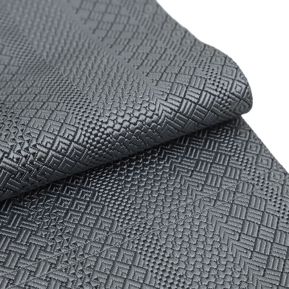 博多織 名古屋帯 小森草木染工房 ジャバラ紋 正絹 グレー 長尺 仕立て