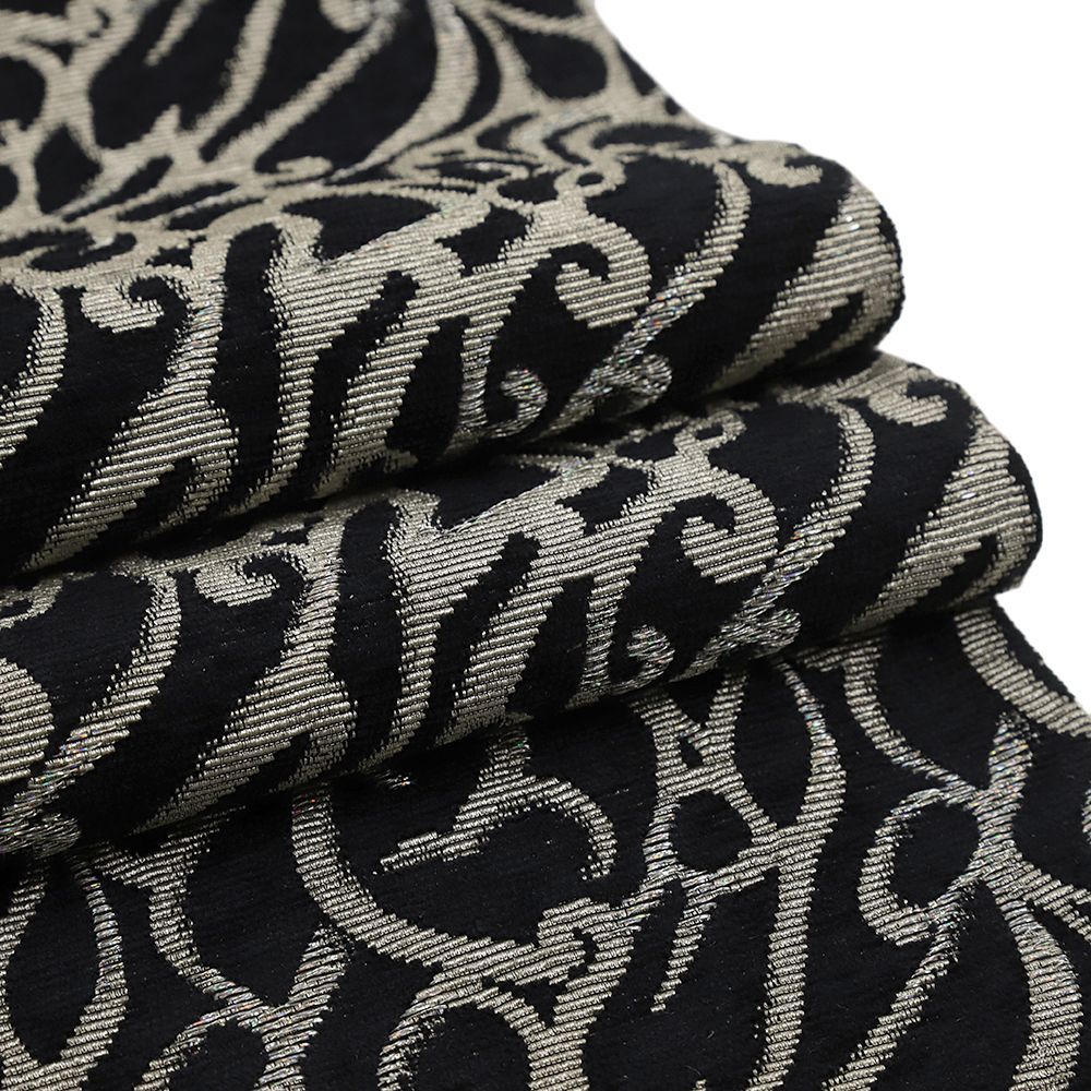 袋帯 黒 新古品 ローブデコルテ 正絹 銀糸 ラメ糸 モール織 リサイクル